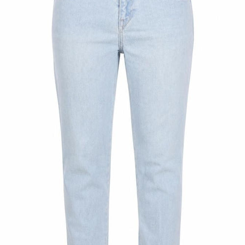 H&M Womens Blue Cotton Blend Tapered Jeans Size 8 L29 in Regular Zip
