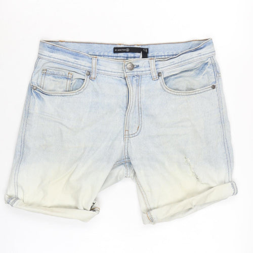 Nineteen Mens Blue Cotton Bermuda Shorts Size 30 in Regular Zip