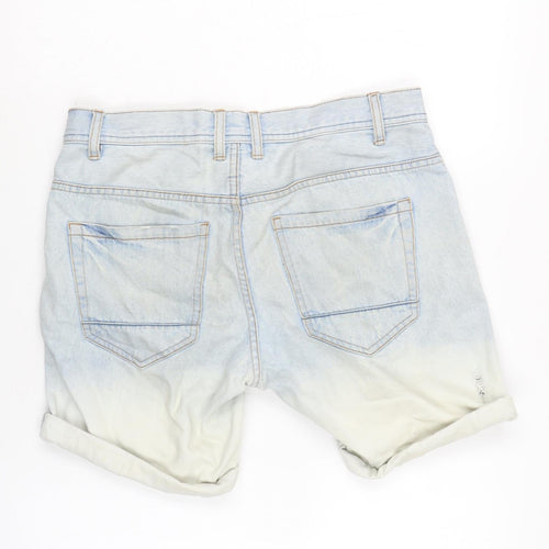 Nineteen Mens Blue Cotton Bermuda Shorts Size 30 in Regular Zip