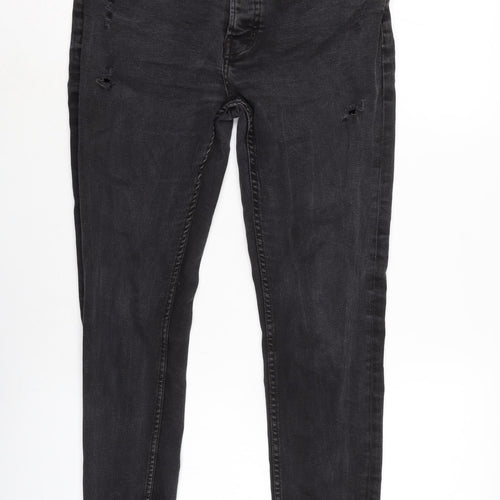 Denim & Co. Mens Grey Cotton Blend Tapered Jeans Size 34 in L30 in Regular Button