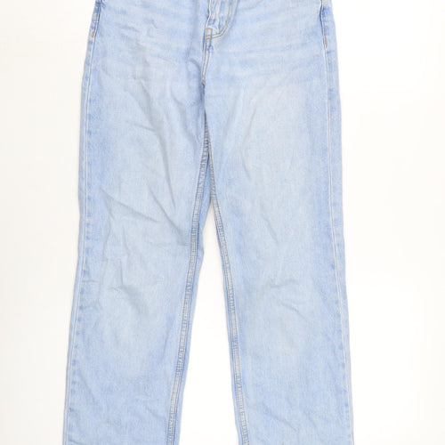 Berksha Womens Blue Cotton Blend Straight Jeans Size 34 in L30 in Regular Zip
