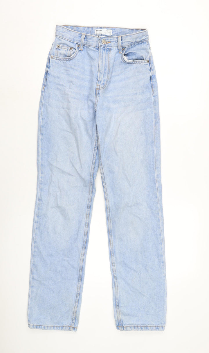 Berksha Womens Blue Cotton Blend Straight Jeans Size 34 in L30 in Regular Zip
