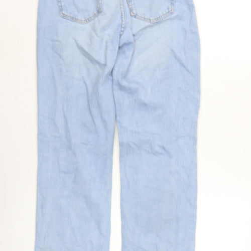 Berksha Womens Blue Cotton Blend Straight Jeans Size 34 in L30 in Regular Zip