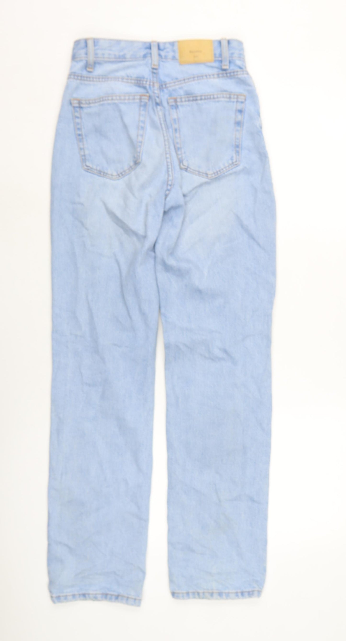 Berksha Womens Blue Cotton Blend Straight Jeans Size 34 in L30 in Regular Zip