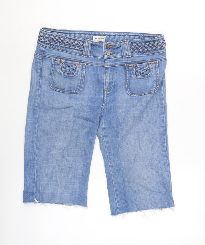 Moto Womens Blue Cotton Bermuda Shorts Size 34 in L14 in Regular Zip