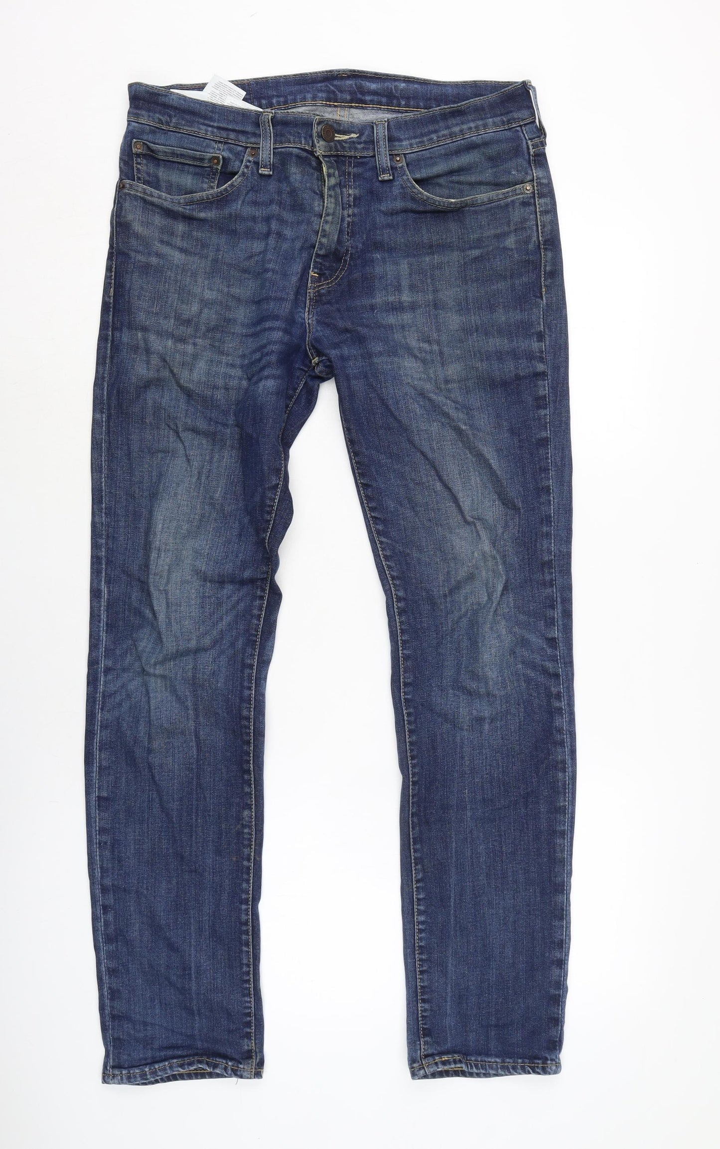 Levis Mens Blue Cotton Blend Straight Jeans Size 32 in L30 in Regular Zip