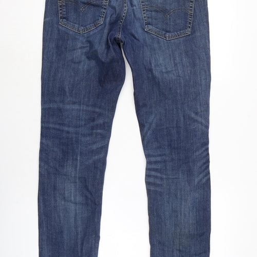 Levis Mens Blue Cotton Blend Straight Jeans Size 32 in L30 in Regular Zip