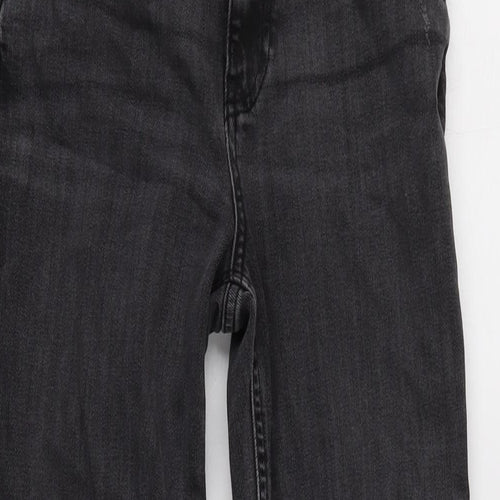Marks and Spencer Womens Grey Cotton Blend Straight Jeans Size 8 L28 in Regular Zip