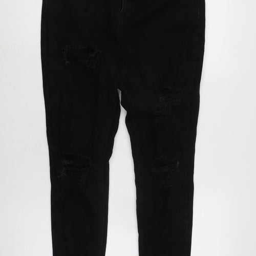 Denim & Co. Womens Black Cotton Blend Tapered Jeans Size 16 L28 in Regular Zip