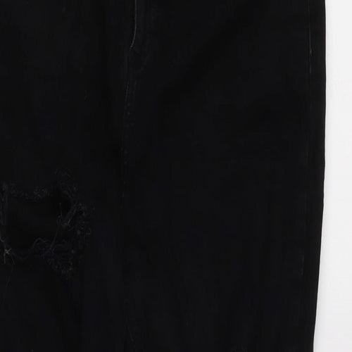 Denim & Co. Womens Black Cotton Blend Tapered Jeans Size 16 L28 in Regular Zip