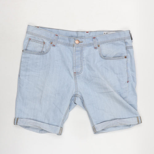 Denim & Co. Womens Blue Cotton Boyfriend Shorts Size 38 in Regular Button