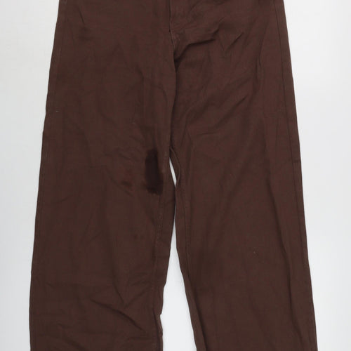 Divided Womens Brown Cotton Blend Wide-Leg Jeans Size 28 in L30 in Regular Zip