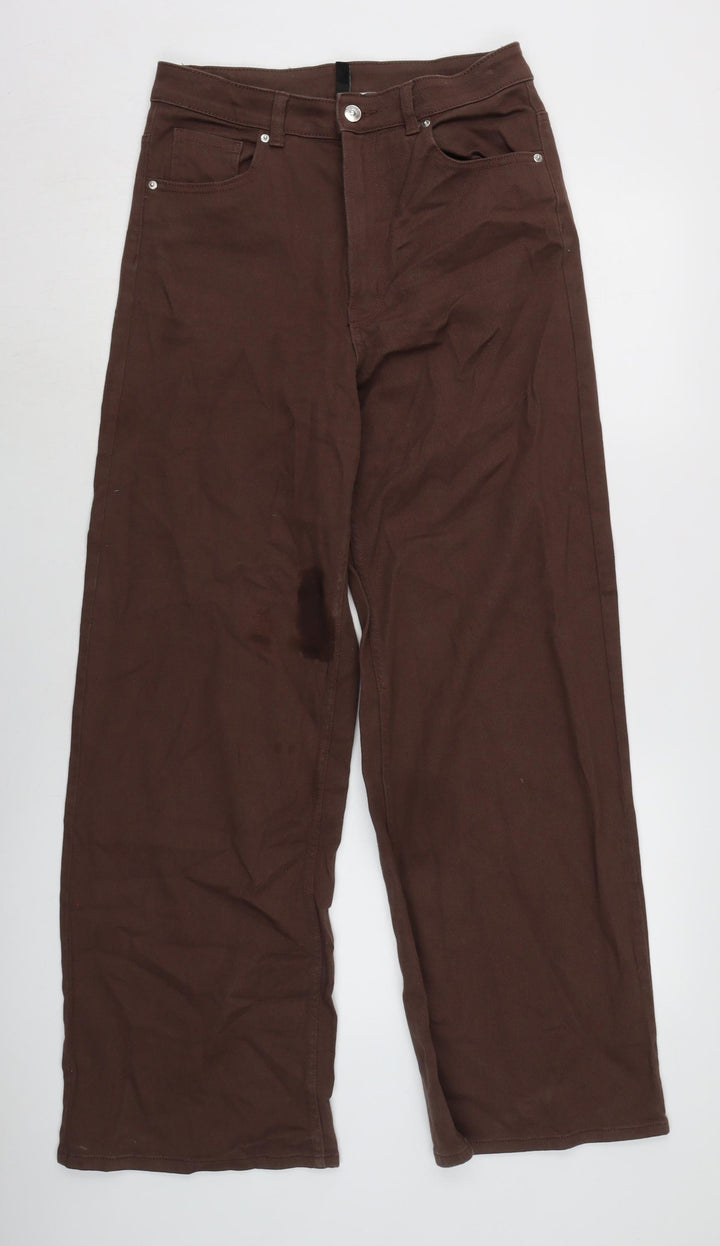 Divided Womens Brown Cotton Blend Wide-Leg Jeans Size 28 in L30 in Regular Zip