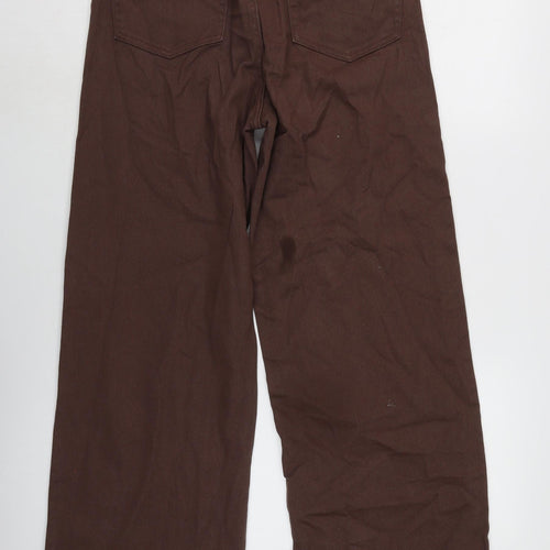 Divided Womens Brown Cotton Blend Wide-Leg Jeans Size 28 in L30 in Regular Zip