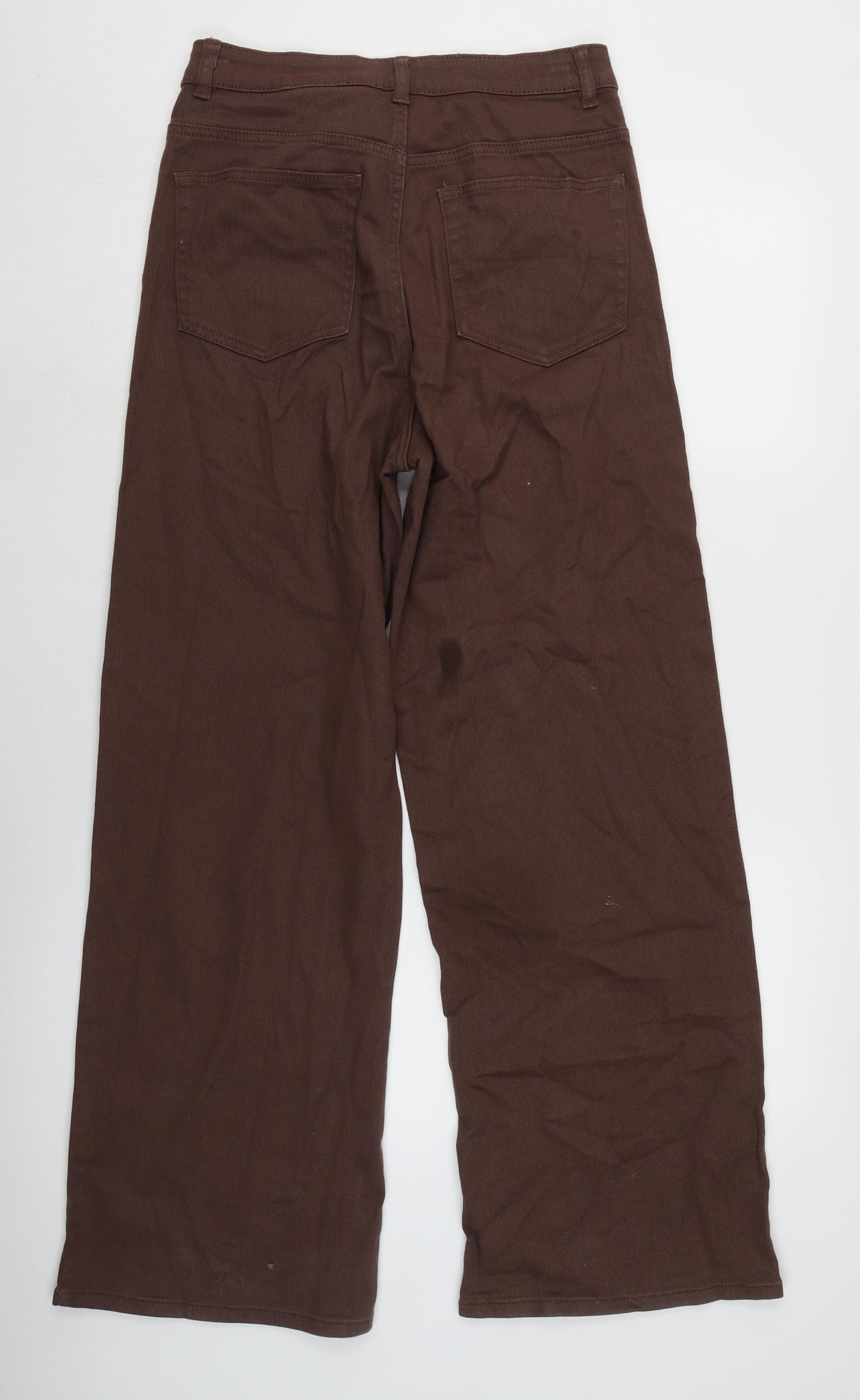 Divided Womens Brown Cotton Blend Wide-Leg Jeans Size 28 in L30 in Regular Zip