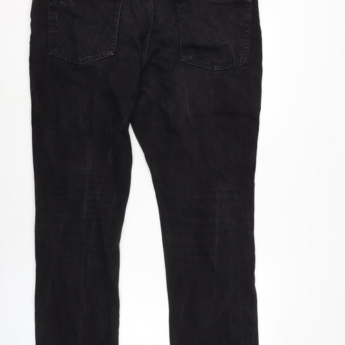 Pierre Cardin Mens Black Cotton Straight Jeans Size 38 in L29 in Regular Zip