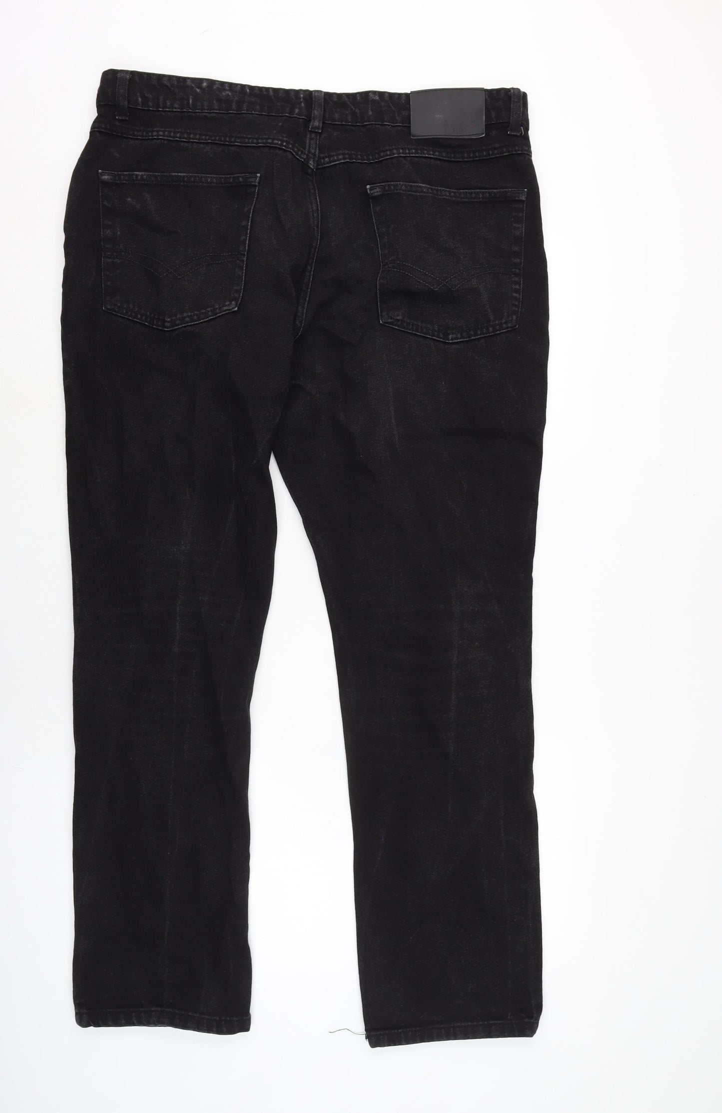 Pierre Cardin Mens Black Cotton Straight Jeans Size 38 in L29 in Regular Zip