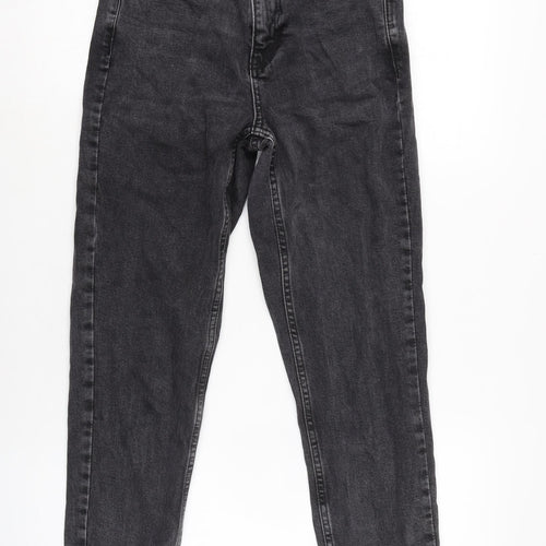 Topshop Womens Grey Cotton Blend Straight Jeans Size 24 in L25 in Regular Zip