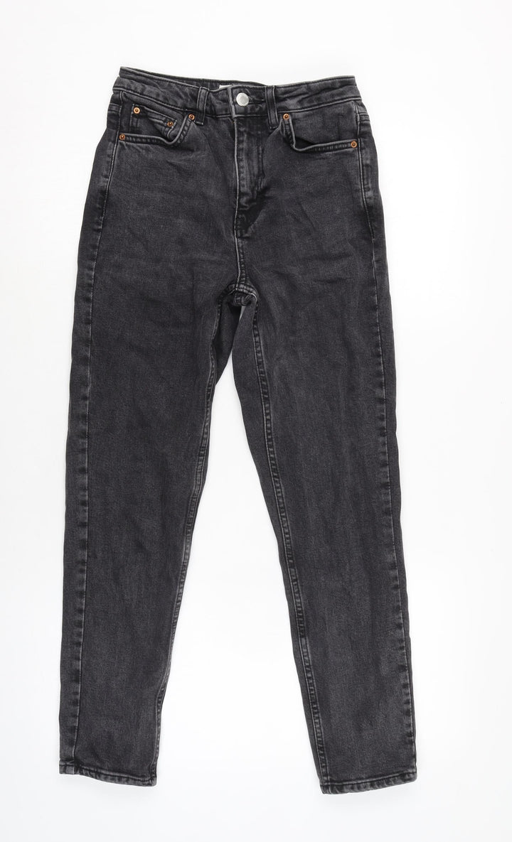 Topshop Womens Grey Cotton Blend Straight Jeans Size 24 in L25 in Regular Zip