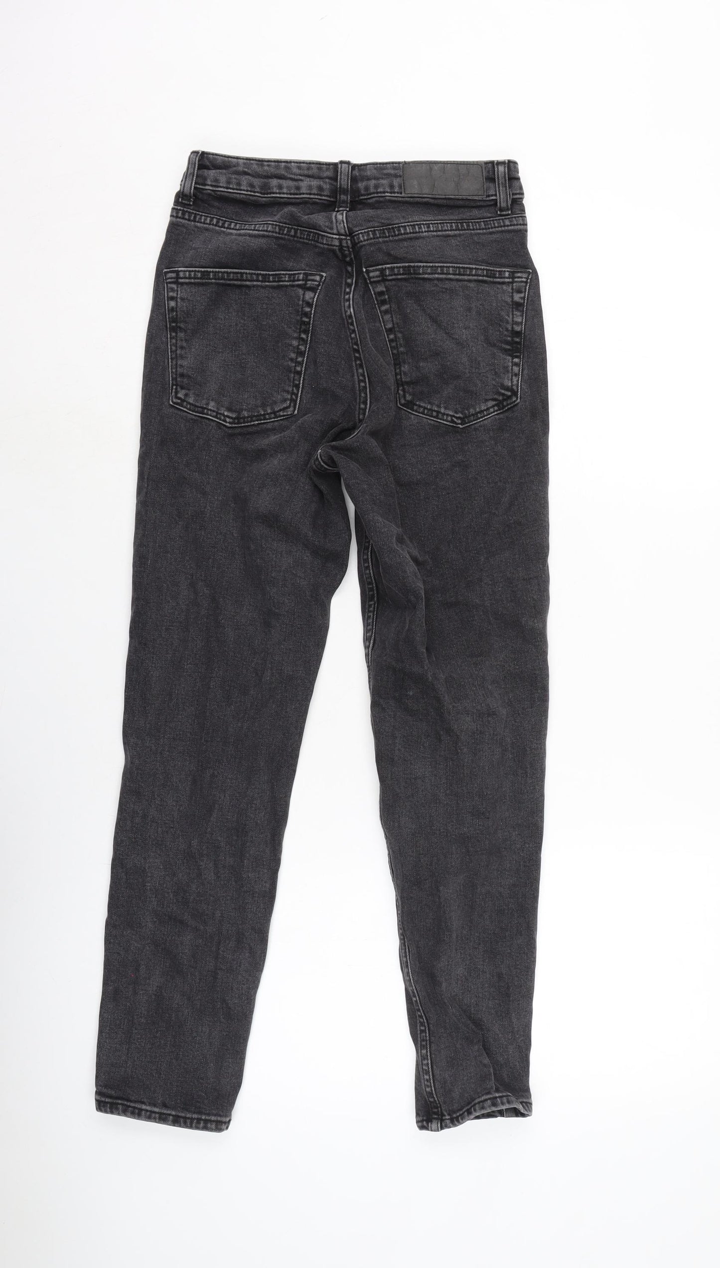 Topshop Womens Grey Cotton Blend Straight Jeans Size 24 in L25 in Regular Zip