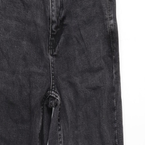 Topshop Womens Grey Cotton Blend Straight Jeans Size 24 in L25 in Regular Zip