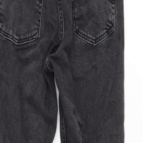 Topshop Womens Grey Cotton Blend Straight Jeans Size 24 in L25 in Regular Zip
