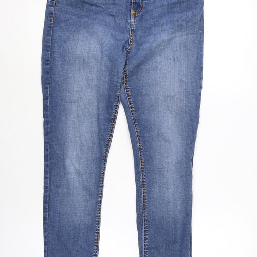 Encuentro Womens Blue Cotton Blend Tapered Jeans Size 12 L28 in Regular Zip