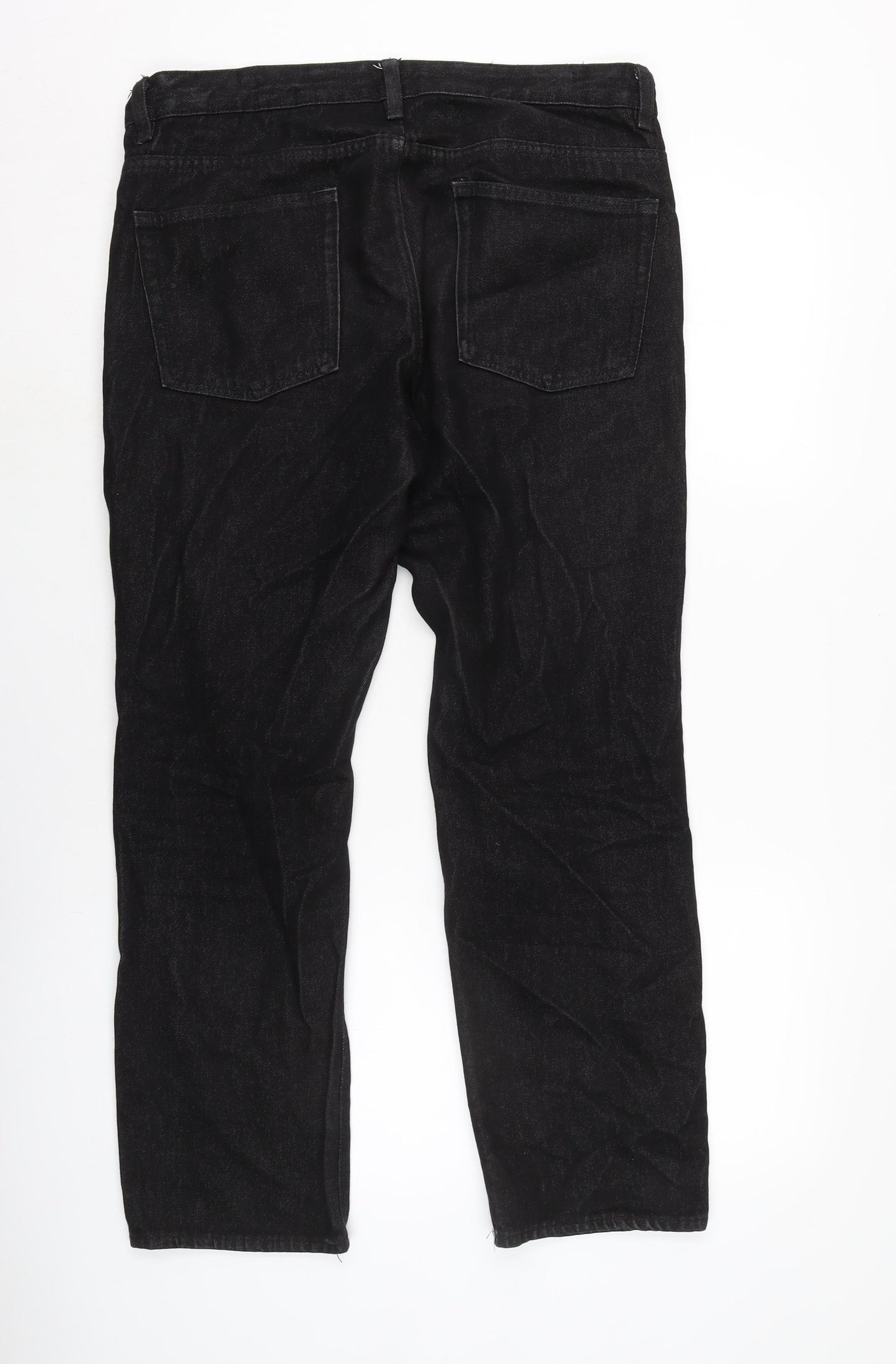 Red Herring Mens Black Cotton Straight Jeans Size 32 in L29 in Regular Zip