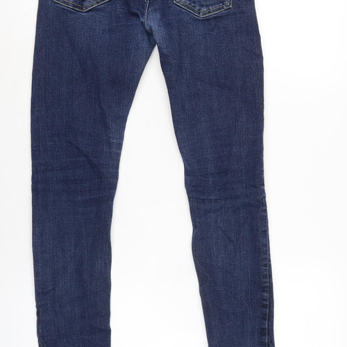 Topman Mens Blue Cotton Blend Skinny Jeans Size 26 in L28 in Regular Button