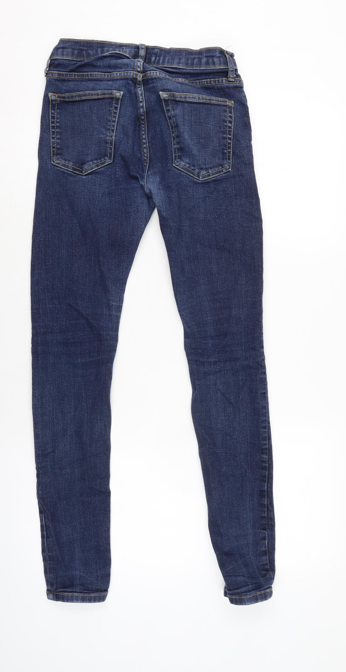 Topman Mens Blue Cotton Blend Skinny Jeans Size 26 in L28 in Regular Button