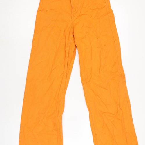 Divided Womens Orange Cotton Blend Wide-Leg Jeans Size 6 L29.5 in Regular Zip