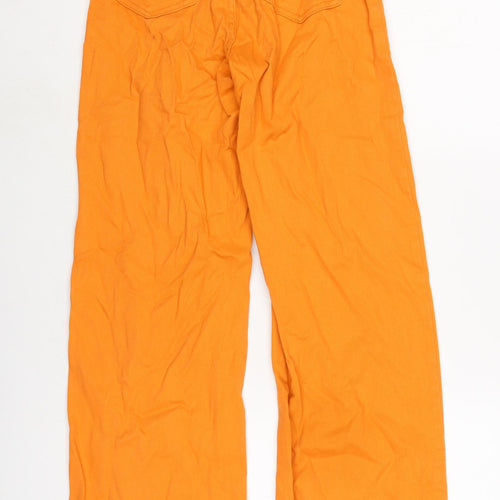 Divided Womens Orange Cotton Blend Wide-Leg Jeans Size 6 L29.5 in Regular Zip