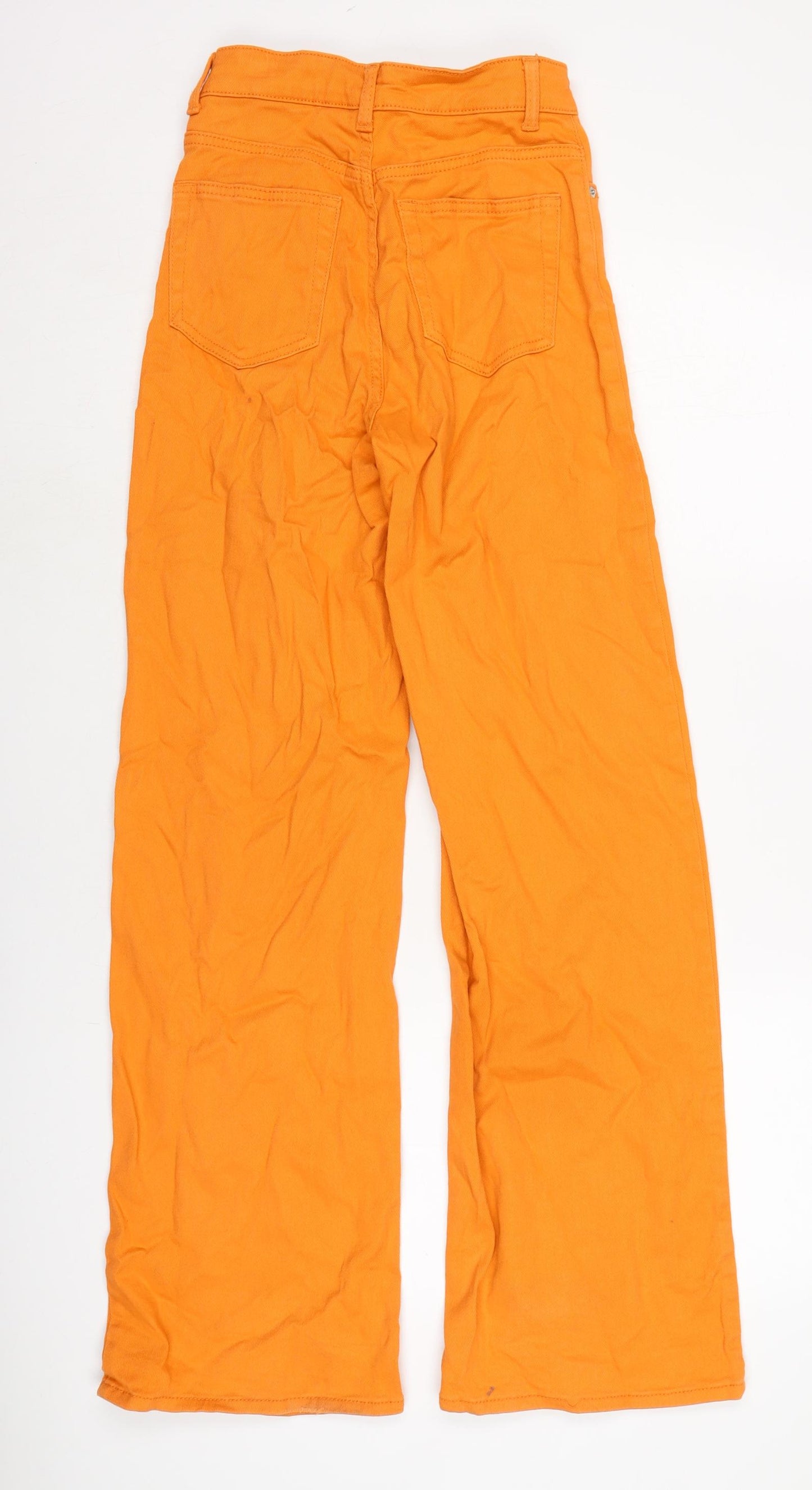 Divided Womens Orange Cotton Blend Wide-Leg Jeans Size 6 L29.5 in Regular Zip
