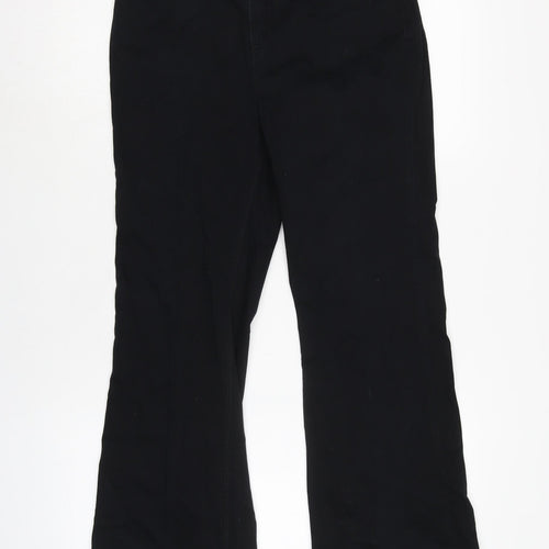 Give Womens Black Cotton Blend Bootcut Jeans Size 28 in L27 in Regular Zip - Gemstone detail to pockets.
