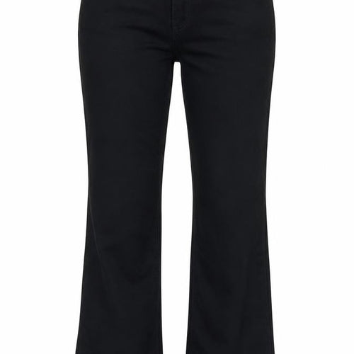 Give Womens Black Cotton Blend Bootcut Jeans Size 28 in L27 in Regular Zip - Gemstone detail to pockets.