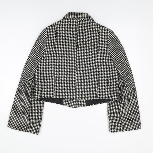 Therapy Womens Black Geometric Jacket Coat Size 12 Button - Houndstooth