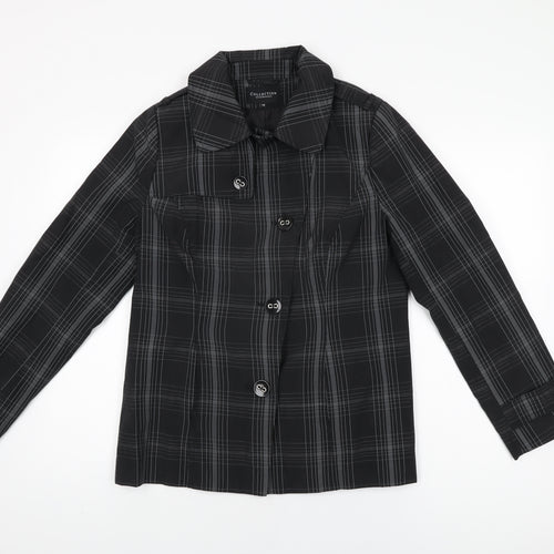 Debenhams Womens Black Geometric Jacket Coat Size 14 Button