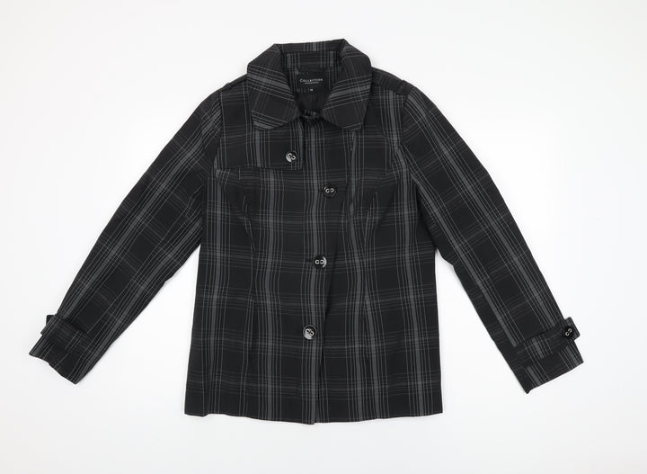 Debenhams Womens Black Geometric Jacket Coat Size 14 Button