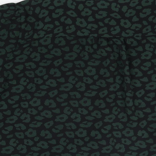 JDY Womens Black Animal Print Viscose Basic Button-Up Size 8 Round Neck