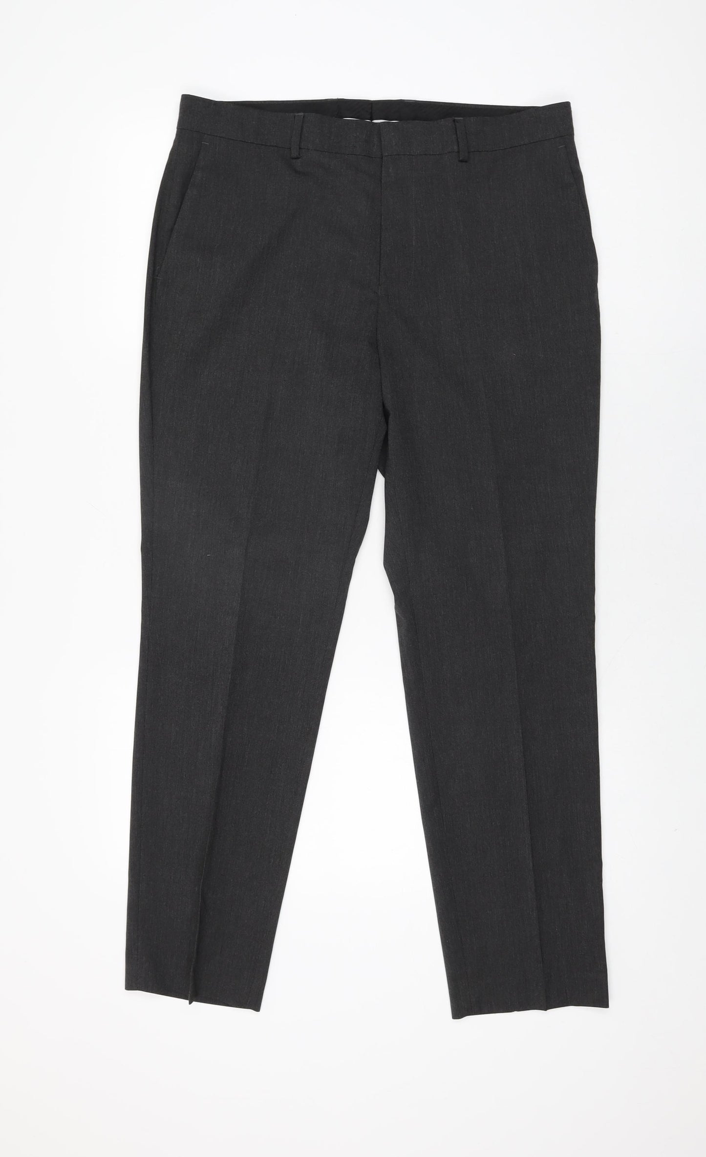 Topman Mens Grey Polyester Trousers Size 32 in L30 in Regular Zip