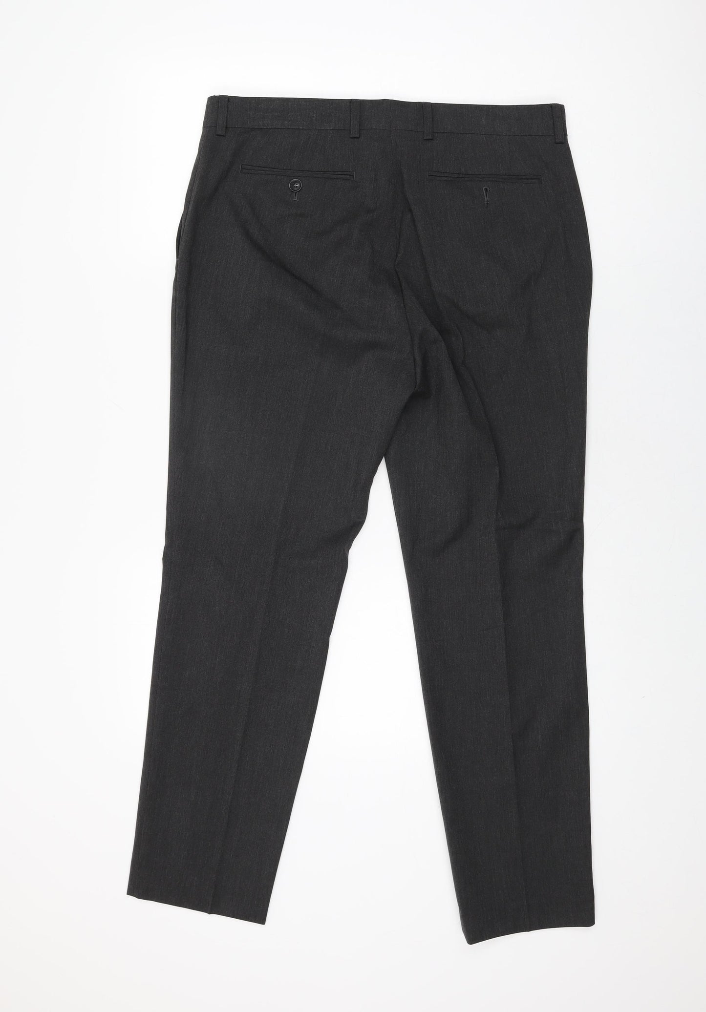 Topman Mens Grey Polyester Trousers Size 32 in L30 in Regular Zip