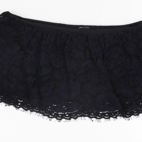 Zara Womens Black Floral Viscose Cropped T-Shirt Size S Off the Shoulder