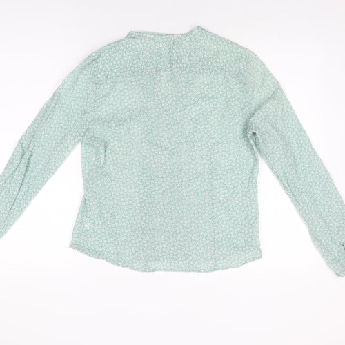 Gap Womens Green Floral Cotton Basic Button-Up Size M Round Neck