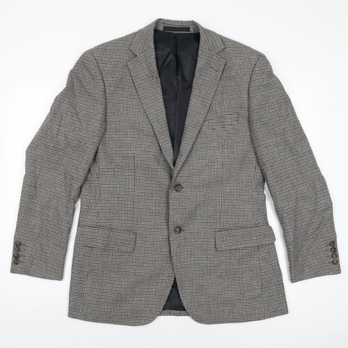 Marks and Spencer Mens Grey Houndstooth Wool Jacket Suit Jacket Size 40 Regular