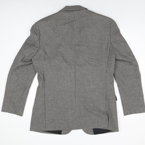 Marks and Spencer Mens Grey Houndstooth Wool Jacket Suit Jacket Size 40 Regular