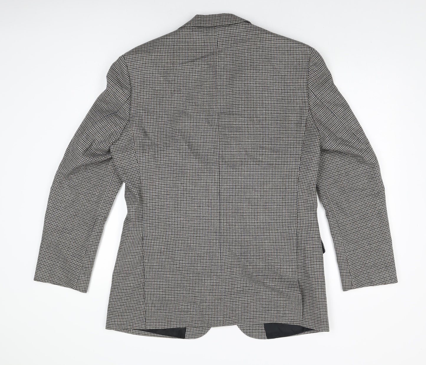 Marks and Spencer Mens Grey Houndstooth Wool Jacket Suit Jacket Size 40 Regular