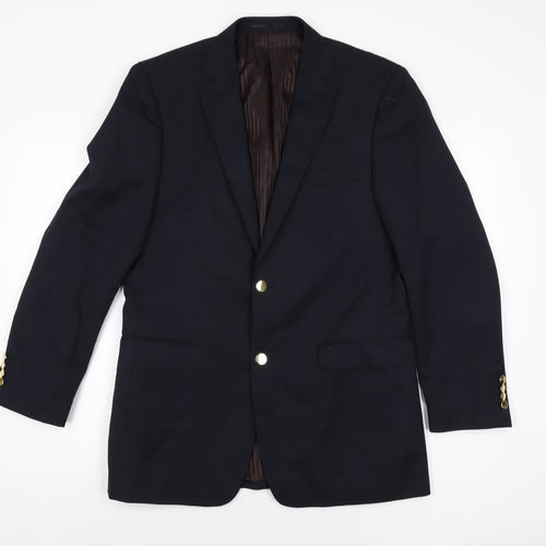 Greenwoods Mens Blue Wool Jacket Suit Jacket Size 38 Regular