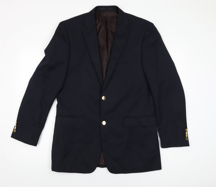 Greenwoods Mens Blue Wool Jacket Suit Jacket Size 38 Regular