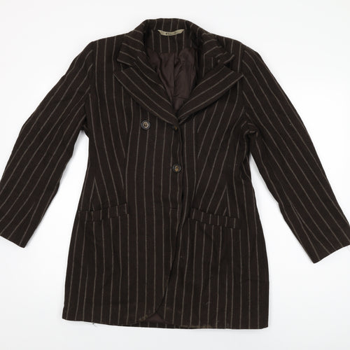 Miss Selfridge Womens Brown Striped Jacket Blazer Size 12 Button