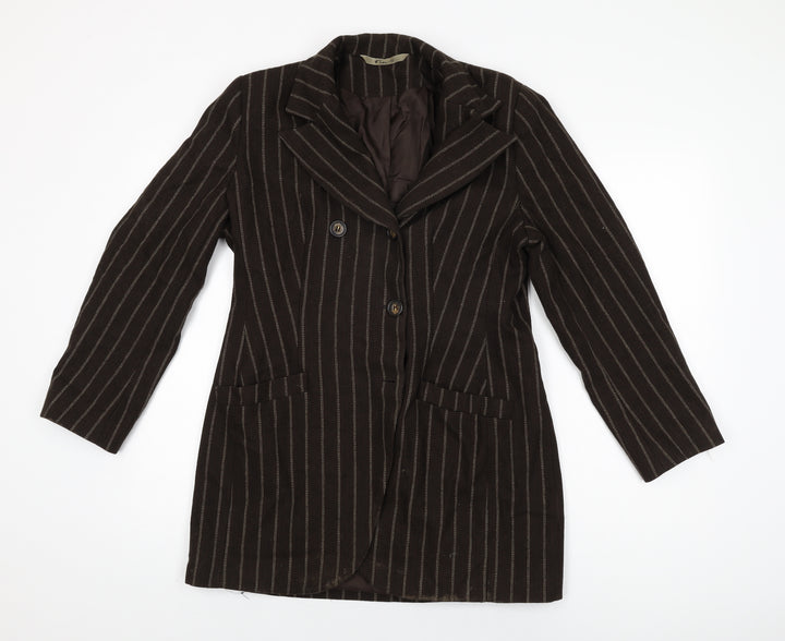 Miss Selfridge Womens Brown Striped Jacket Blazer Size 12 Button